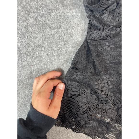 Victorias Secret Top Womens Large Black Floral Lace Sheer Cami Teddy Underwired - Picture 6 of 8